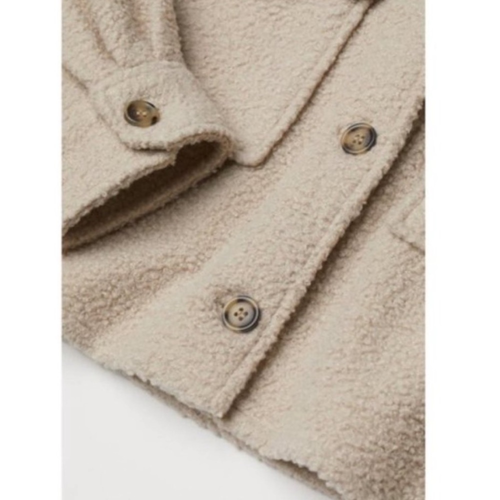 H&M Crop Shirt Jacket shacket in taupe Beige size medium - Picture 5 of 9